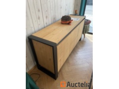 Industrial sideboard Cabinet with 2 revolving doors and 2 sliding drawers