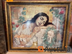 Oil-dyed painting sleeping woman