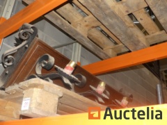 Lustre suspension ancienne en bois et fer forgé